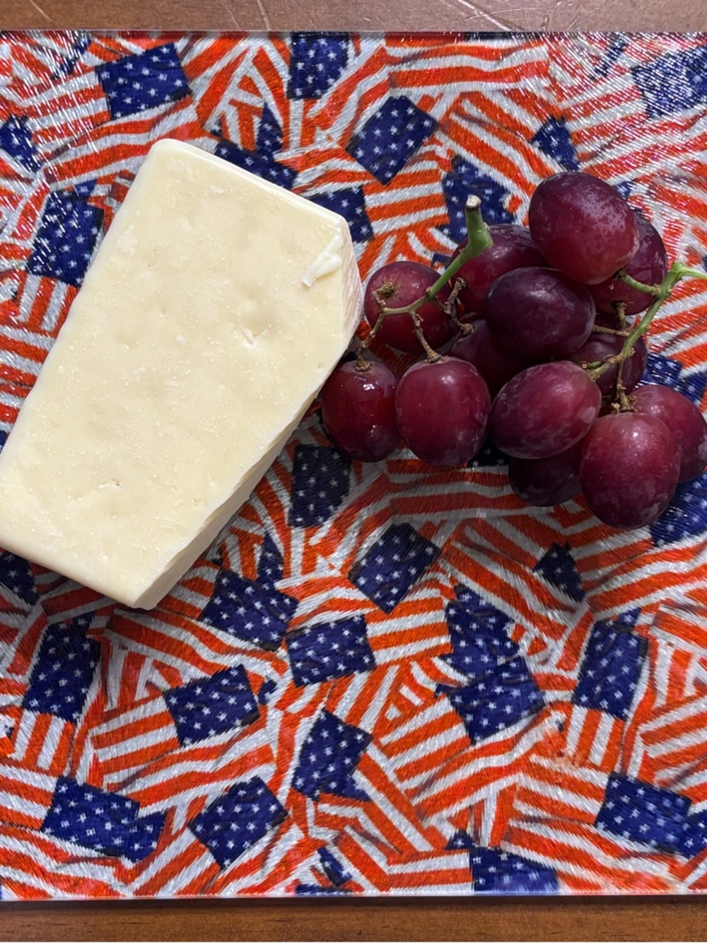 Artisan American Flag Design Glass Cutting Board